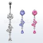 bnrz312 piercing ombligo acero quirurgico zirconia 8mm colgante pera zirconia 38 10mm mayorista