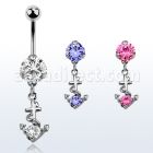 bnrz371 piercing ombligo acero quirurgico zirconia 8mm colgante ancla zirconita redonda 38 10mm mayorista