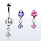 bnrz411 piercing ombligo acero quirurgico zirconia 8mm colgante flor zirconia plata 38 10mm venta