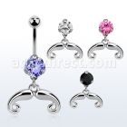 bnrz516 piercing ombligo acero quirurgico zirconia 8mm colgante bigote frances 38 10mm venta