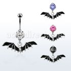 bnrz569 piercing ombligo acero quirurgico zirconia 8mm colgante murcielago negro 38 10mm distribuidor mayorista