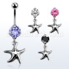 bnrz727 piercing ombligo acero quirurgico zirconia 8mm colgante liso estrella mar plata 38 10mm mayorista