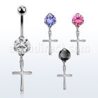 bnrz757 piercing ombligo acero quirurgico zirconia 8mm colgante liso cruz acero 38 10mm distribuidor mayorista