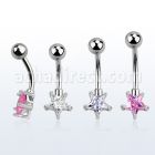 bnstz piercing ombligo acero quirurgico zirconia estrella 8mm bola acero liso 5mm mayorista