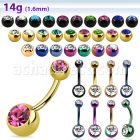 bnt2cg piercing ombligo acero quirurgico pvd bolas joya bisel 5 8mm 10mm mayorista