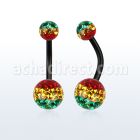 bnt2frgr piercing ombligo acero quirurgico anodizado bolas multi cristal ferido 5 8mm rayas rasta distribuidor