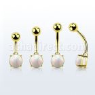 bntrdo piercing ombligo acero quirurgico chapado oro opalo sintetico redondo engastado