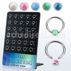 board w 30 steel ball closure ring w 3mm disk with opal
