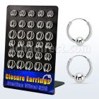 br510 display 30 pares aro bola presion plata 925 assorted 4mm & bola 5mm 10mm 14mm venta