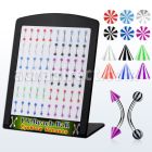 brbe3 display 60 bananas ceja acero quirurgico bolas conos acrilicos pelota sombrilla playa 3mm 8mm distribuidor