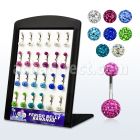 brbn6 display 24 piercings ombligo acero quirurgico bolas 5 8mm multi cristal ferido 8mm 14mm al por mayor