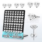 brczht display 36 pares piercings oreja plata esterlina zirconia claras corazon 6mm 8mm distribuidor