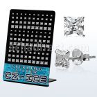 brczsqs display 60 pares piercings oreja plata esterlina zirconia claras cuadradas 2mm 5mm al por mayor