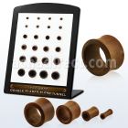 brdpwt display 24 dilataciones tunel doble flare madera teca 3mm 12mm al por mayor