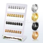 brer32 display 16 pares huggie acero inoxidable superficie efecto esmerilado negro oro oro rosa acero distribuidor mayorista