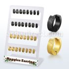 brer33 display 16 pares huggie acero inoxidable superficie efecto esmerilado negro oro venta