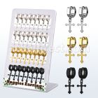 brer34 display 16 pares huggie acero inoxidable colgante cruz negro oro acero distribuidor mayorista
