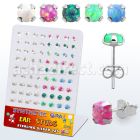 brevpo2 display 36 pares piercings oreja plata esterlina opalo 3 5mm distribuidor