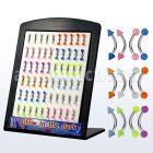 brgl3 display 60 bananas ceja acero quirurgico bolas conos acrilicos brillan oscurdad 3mm 8mm al por mayor