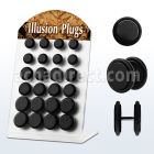 bripkr display expositor 24 plugs falsos acero quirurgico anodizado negro anillos goma venta