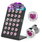 briprh8 display 24 plugs falsos acero quirurgico logo corazon multi cristal ferido 8mm fondo claro acero liso 8mm distribuidor mayorista