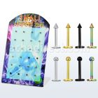 brlb2 display 24 labrets acero 316l acero 316l anodizado bolas conos 3mm 8mm mayorista