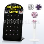 brlbi2 display 24 labrets bio flexibles transparentes zirconita redonda 2mm 8mm al por mayor
