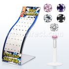 brlbi36 display 40 labrets monroe bio flexibles transparentes zirconita redondas 2mm 6mm venta
