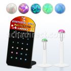 brlbi47 pequeno display 24 labrets bio flexibles transparentes plateada presion opalos sinteticos 1 5mm 2mm venta