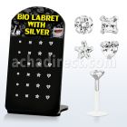 brlbi4 display 24 labrets bio flexibles transparentes zirconita claras formas redondas cuadradas corazon estrella 8mm venta