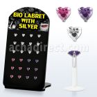 brlbi7 display 24 labrets bio flexibles transparentes zirconita corazon 3mm 8mm distribuidor mayorista