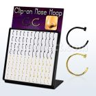 brmcln2 display 96 piercings nariz falsos clip acero 316l anodizado negro dorado diametro 8mm 10mm mayorista
