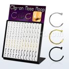 brmcln3 display 96 piercings nariz falsos clip acero 316l brillo espejo anodizado negro dorado diametro 8mm 10mm mayorista