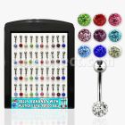 brmix17 display 40 piercings ombligo bola acero 5mm bola 6mm multi cristal ferido 10mm 14mm al por mayor