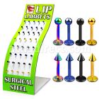 brmlb9 display 40 labrets acero quirurgico anodizado bolas conos 3mm 8mm venta