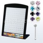 brnbzm2 display unidades piercing nariz hueso plata esterlina cz redonda colores variados