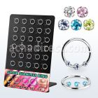 brnhm50 display 30 aro continuo plata 925 piercing septum 1mm zirconia 2mm centro entre 1 5mm 10mm mayorista