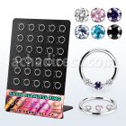 brnhm51 display 30 aro continuo plata 925 piercing septum 1mm zirconia 2mm centro entre 1 5mm 10mm mayorista