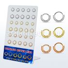 brnhm55 display 30 surtido aros continuos piercing septum plata 925 oro 18 kts oro rosa 1mm cuentas 8mm 10mm venta