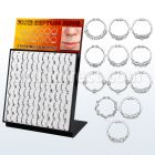 brnhmx18 display 96 anillos septum falsos plata esterlina 1mm disenos variados 12mm mayorista