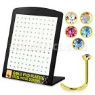 brnstc3 display 120 piercing nariz l acero quirurgico anodizado dorado cristal redondo 2mm al por mayor