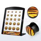 brpg126 mayorista display 20 dilatadores plug doble flare acrIlico negro logo piel leopardo 6mm 14mm mayorista