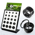 brpg147c display 20 dilataciones tunel tornillo acero anodizado negro logo lagarto 8mm 16mm venta