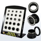 brpg148b display 20 tuneles plug acero anodizado negro cristal 2g 916 6mm 14mm venta por mayor