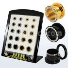 brpg148b venta por mayor display 20 tuneles plug acero anodizado negro cristal 2g 916 6mm 14mm al por mayor