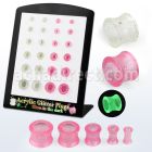 brpg178 mayorista display 20 plugs doble flare acrIlico logo dragon rojo veneno verde calibre 2g to 916 6mm 14mm al por mayor