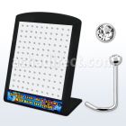 brs114 display 120 piercing nariz l acero quirurgico media bola 2 5mm cristal bisel claros al por mayor