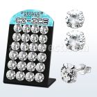 brscz11 display 12 pares piercings oreja plata esterlina grandes zirconia redondas claras 11mm 12mm distribuidor