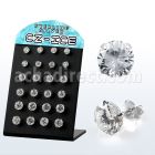 brsczg display 12 pares piercings oreja plata esterlina zirconia redondas claras 5mm 7mm mayorista