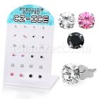brsczs2 silver ear studs 2mm to 4mm color cz 12